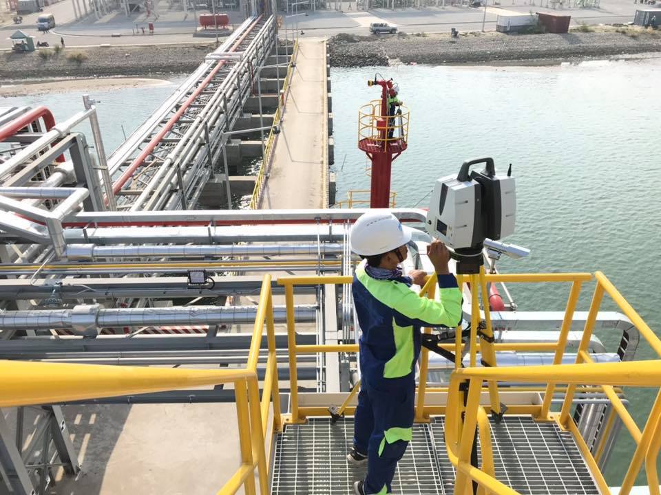 Portcoast đang sử dụng hai máy quét laser thiết bị hiện đại nhất của Leica, P50 và RTC360 để quét dữ liệu cho mô hình cơ sở 3D được xây dựng tại Cảng Hyosung - Cái Mép.