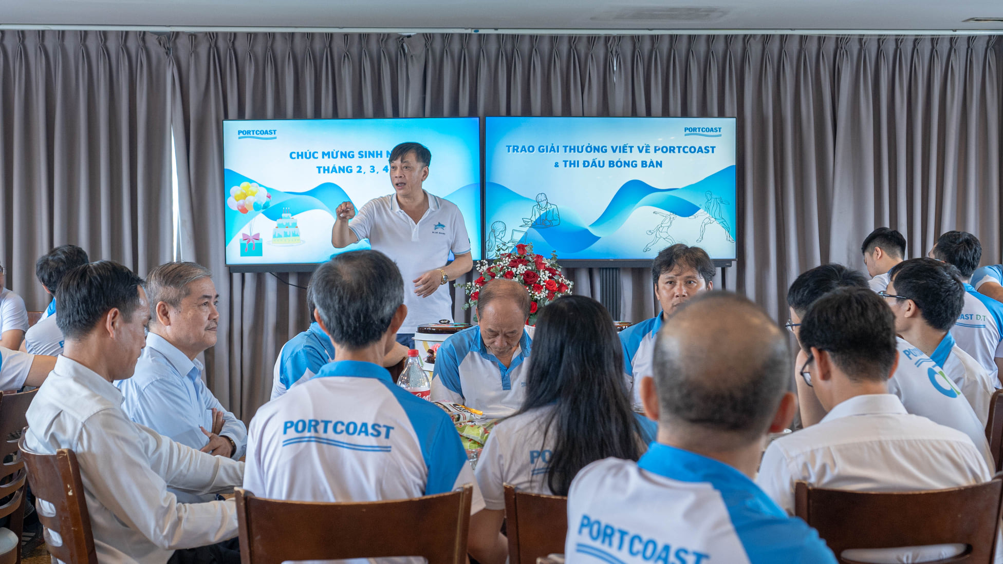 Birthday party for members born in February, March,  April and award prizes for Portcoast contest