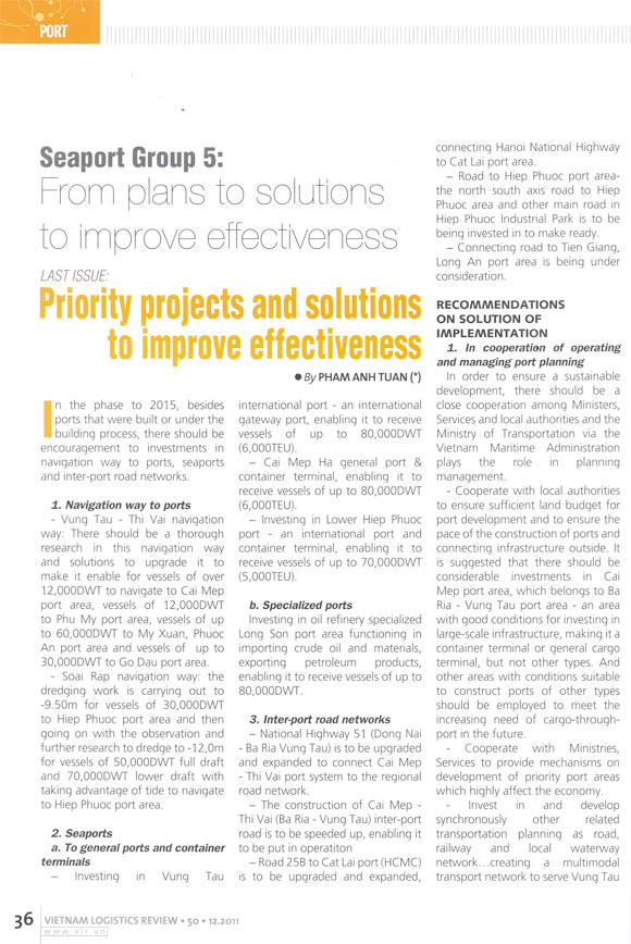 Seaport Group 5 - From plans to solutions to improve effectiveness (Last issue)