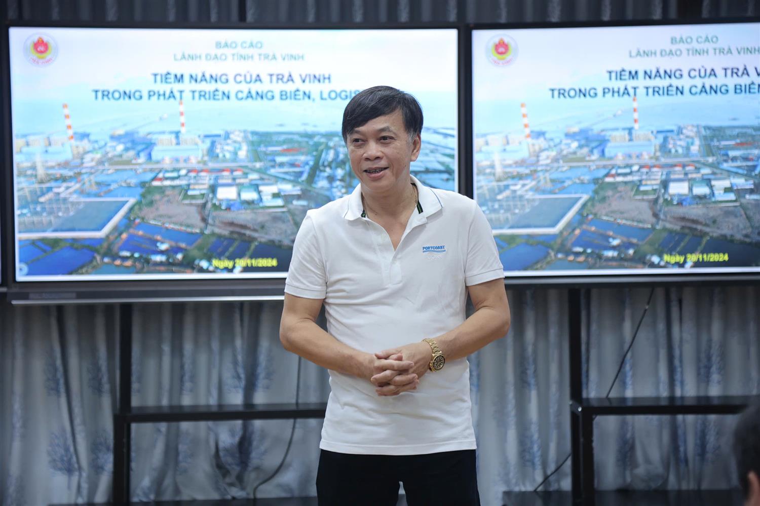 Sáng 20/11, Đoàn công tác tỉnh Trà Vinh do Chủ tịch UBND tỉnh Lê Văn Hẳn dẫn đầu làm việc với Portcoast về tiềm năng phát triển cảng biển và chuyển đổi số hạ tầng